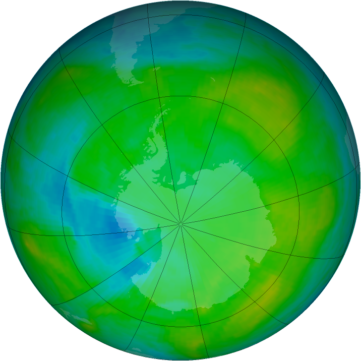 Antarctic ozone map for 05 January 1984